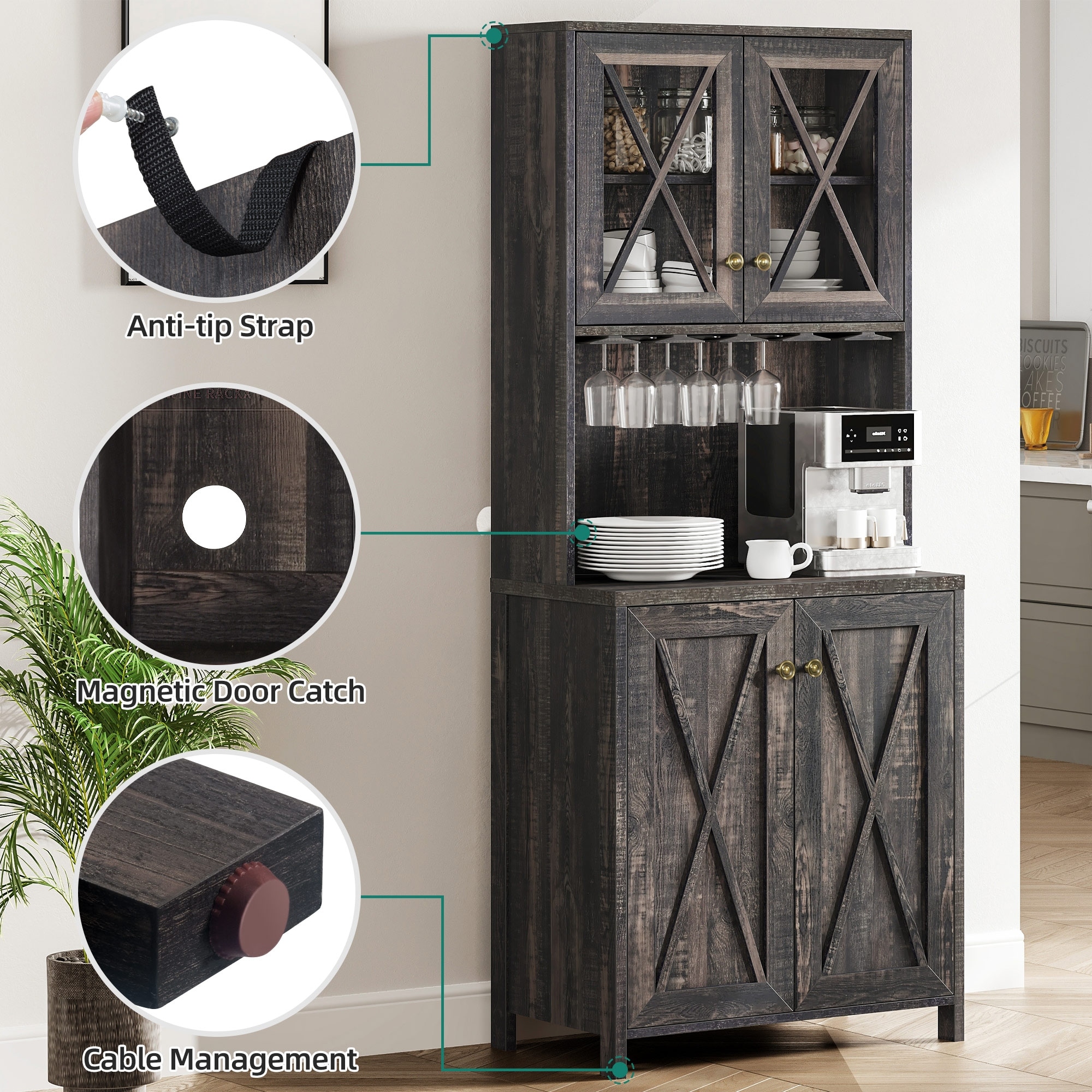 Dining room hutch with wine cheap rack