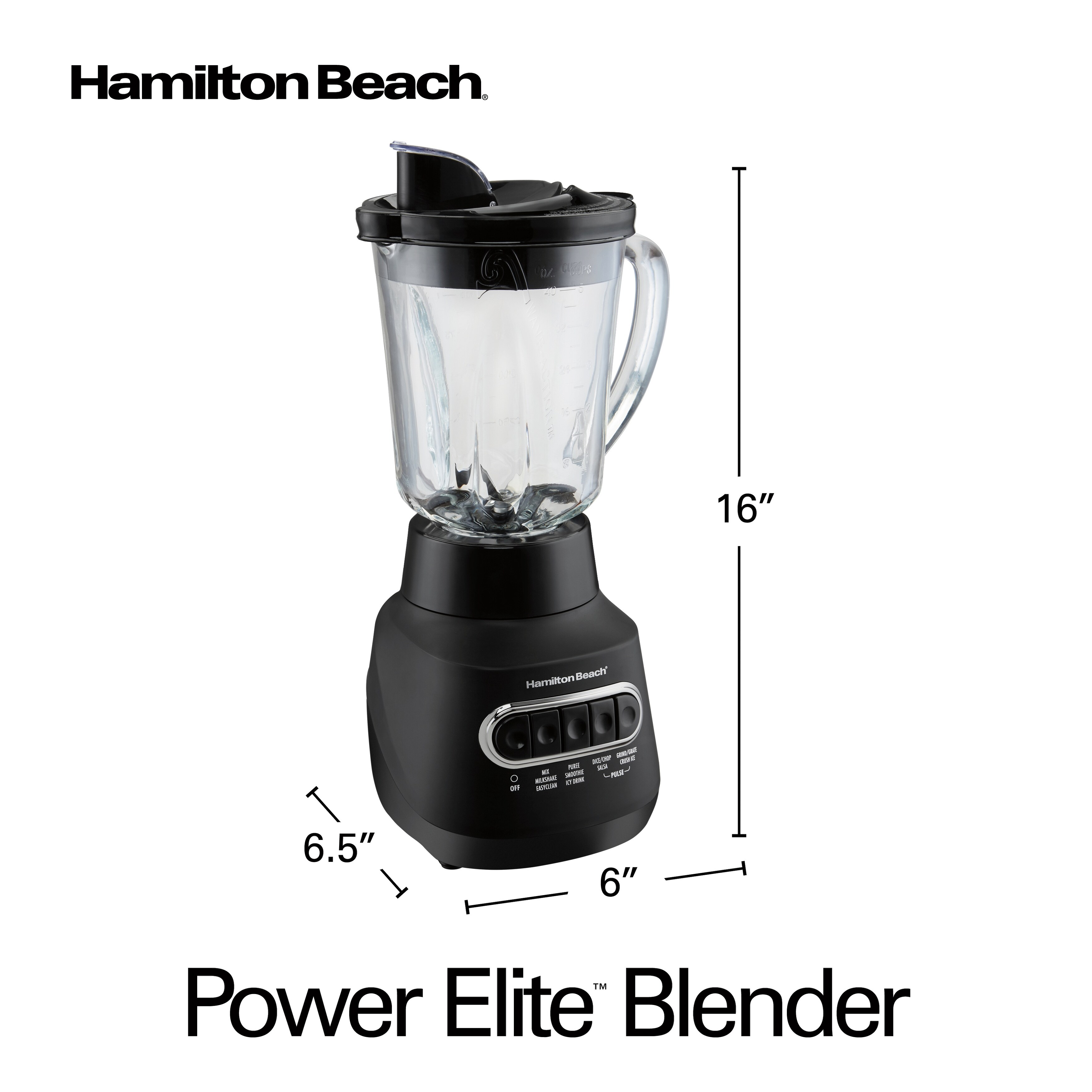 Hamilton Beach Power Elite Blender for Shakes and Smoothies with 3-Cup  Vegetable Chopper Mini Food Processor, 40oz Glass Jar, 12 Functions for  Puree