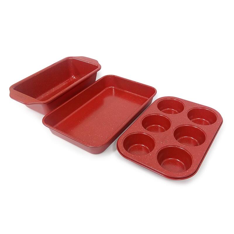 casaWare 3pc Toaster Oven Set (Baking Pan, Loaf Pan, 6 Cup Muffin Pan)