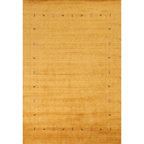 Tribal Yellow Gabbeh Oriental Area Rug Hand-Knotted Wool Carpet - 8'0" x 9'9"