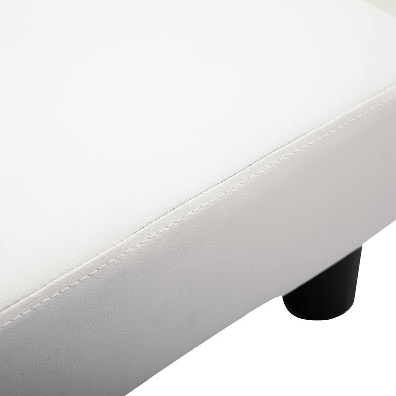 HOMCOM Modern Faux Leather Upholstered Rectangular Ottoman Footrest with Padded Foam Seat and Plastic Legs, Bright White