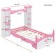 preview thumbnail 15 of 17, Castle-Shaped Wooden Bed with Storage Shelf, Dreamy Twin Size Platform Bed for Kids Bedroom,Pink+ White