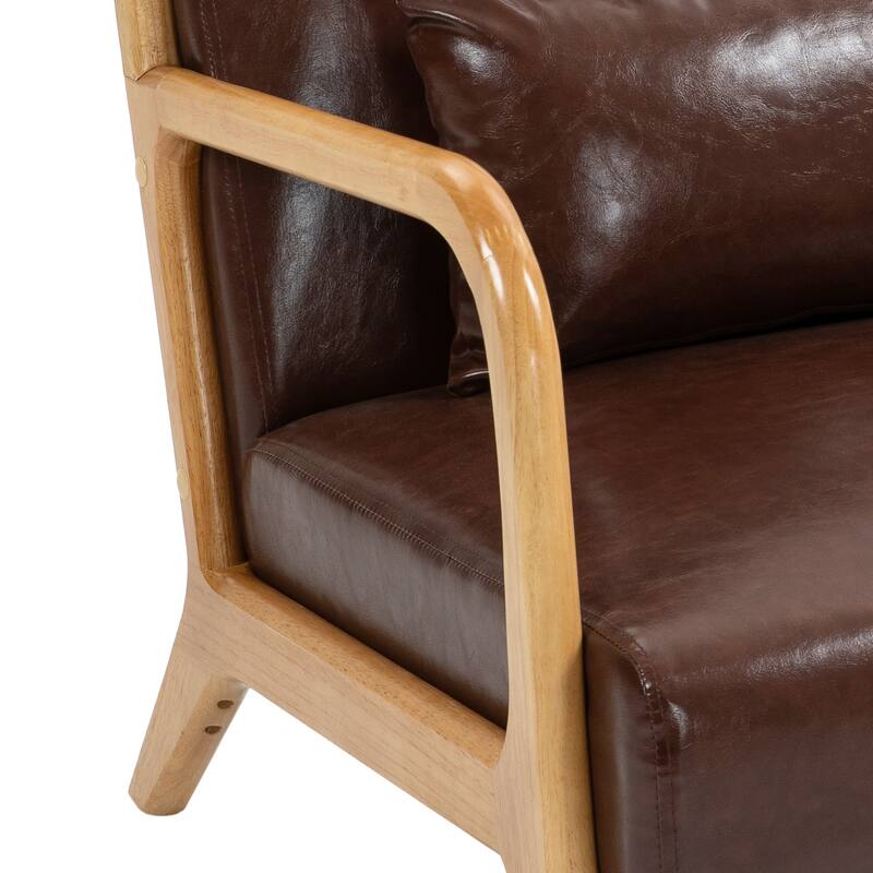 Mid Century Solid Wood Upholstered Accent Chair