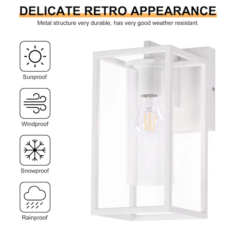 2 Pack Metal 1-Light Clear Glass Outdoor Wall Sconce Light