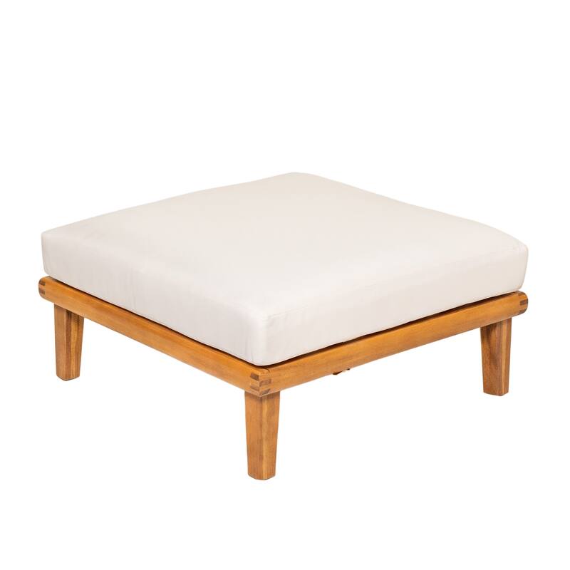 Christopher Knight Home - Laguna Outdoor Solid Acacia Wood 5-Piece Modular Sectional Sofa Set with Coffee Table and Cushions