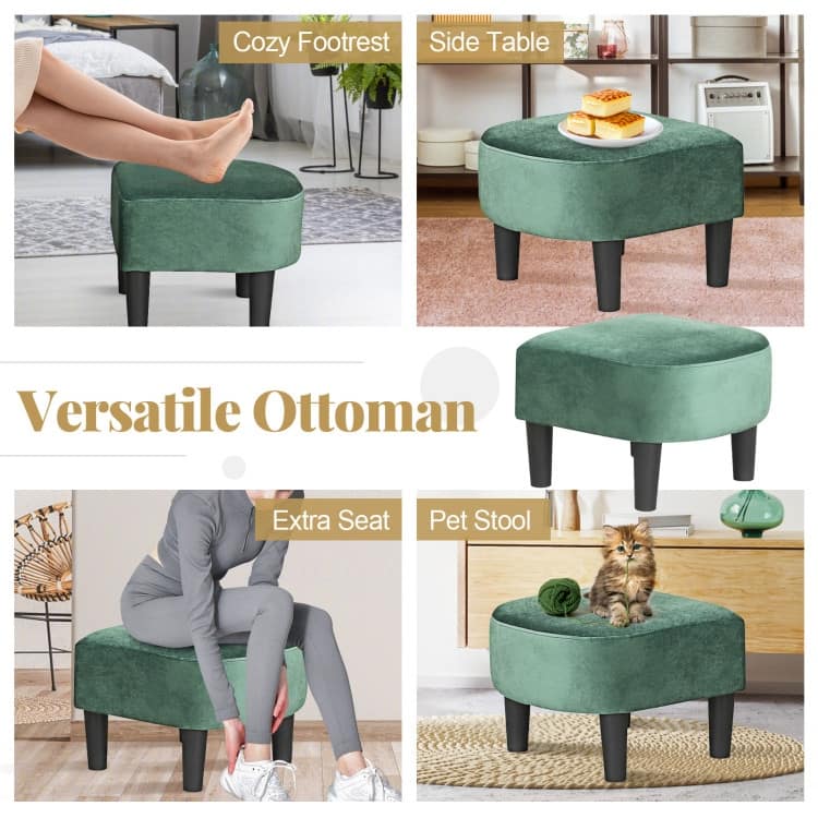 Modern Velvet Barrel Armrest Lounge Chair with Ottoman and Washable Cushion for Bedroom or Living Room