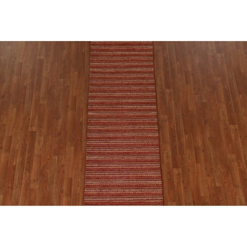 Modern Gabbeh Oriental Runner Rug Handmade Wool Carpet - 2'7"x 12'2"