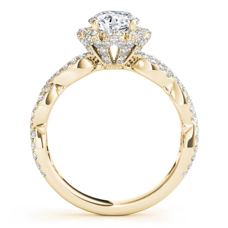 Auriya 14k Yellow Gold Lab Grown Round Diamond Halo Engagement Ring 0.50 to 5.00 ct. tw. (F-G VS)