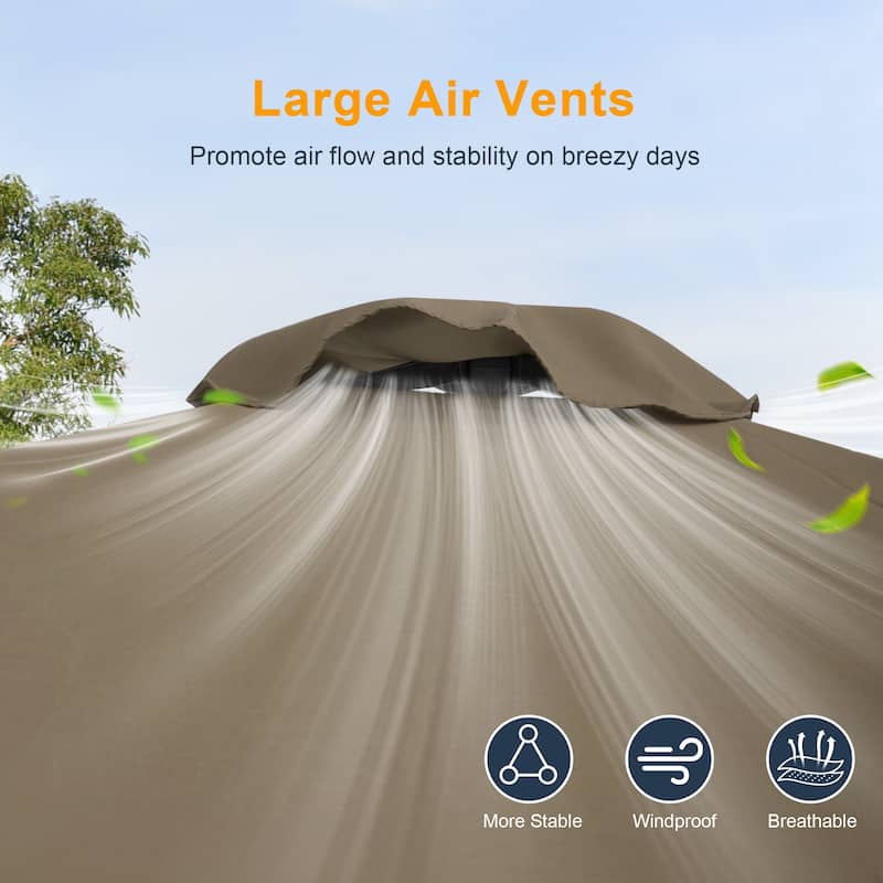 LIVOOSUN 10 x 6.5ft Outdoor Market Patio Umbrella w/Tilt and Crank