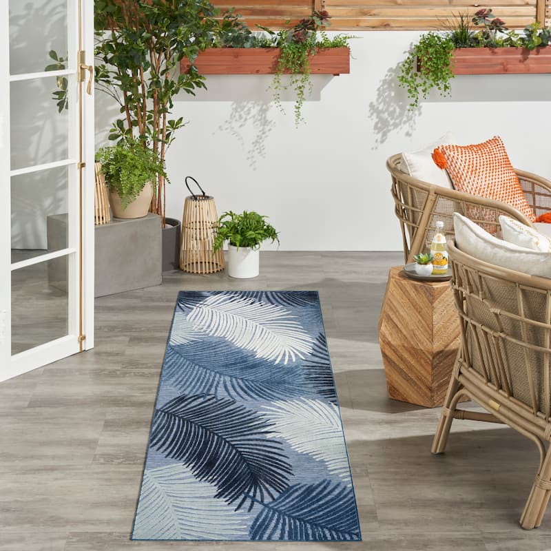 Nourison Suncoast Indoor/Outdoor Nature Area Rug. - 2'x6' - Denim