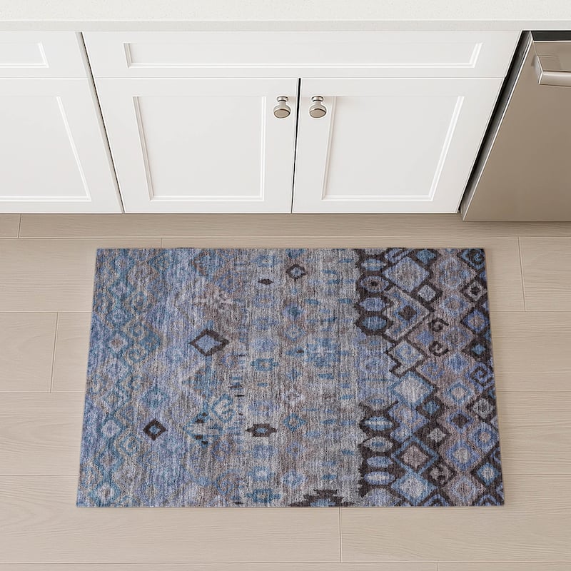 Machine Washable Indoor/ Outdoor Boho Moroccan Chantille Rug