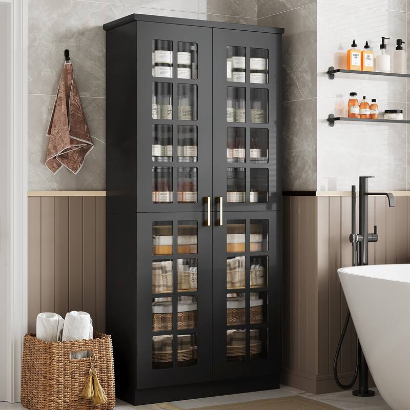 71" Tall Modern Storage Cabinet with Doors and Adjustable Shelves