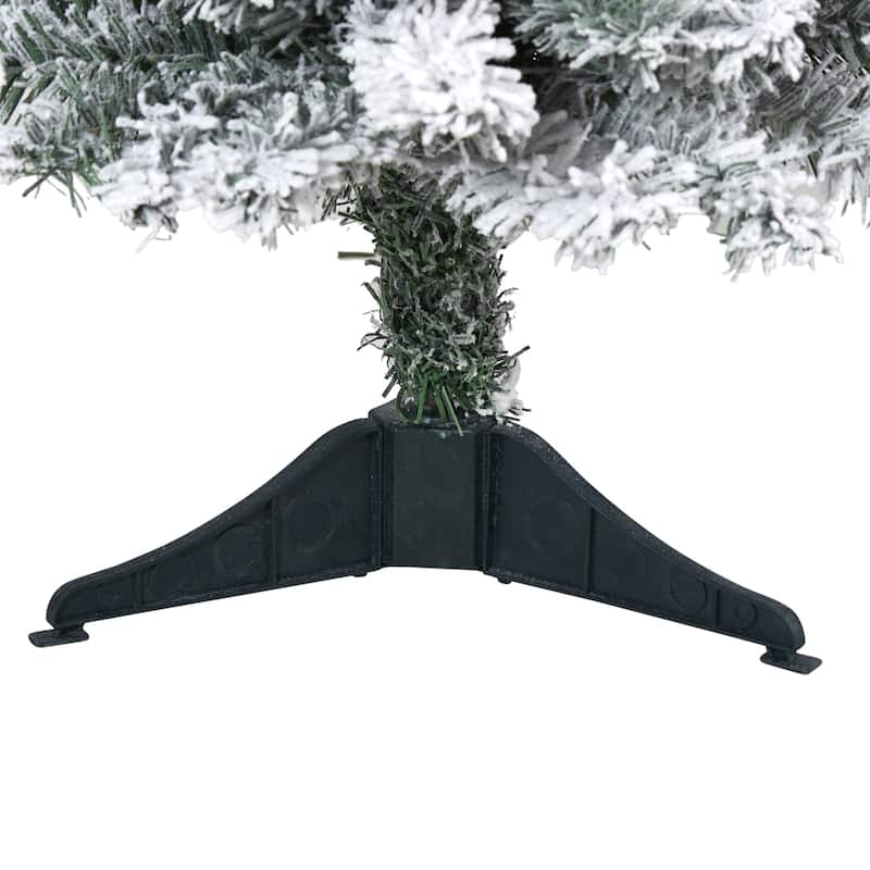 3' Pre-Lit Rock Spruce Flocked Artificial Christmas Tree, Clear LED Lights - 3 Foot