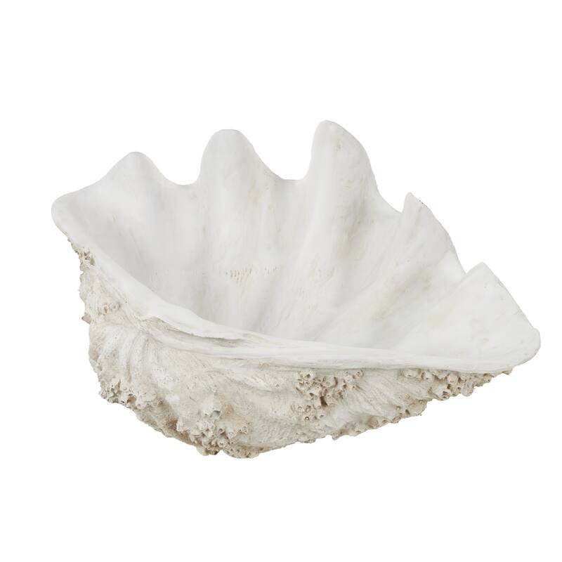 White Polystone Large Textured Shell Decorative Sculpture