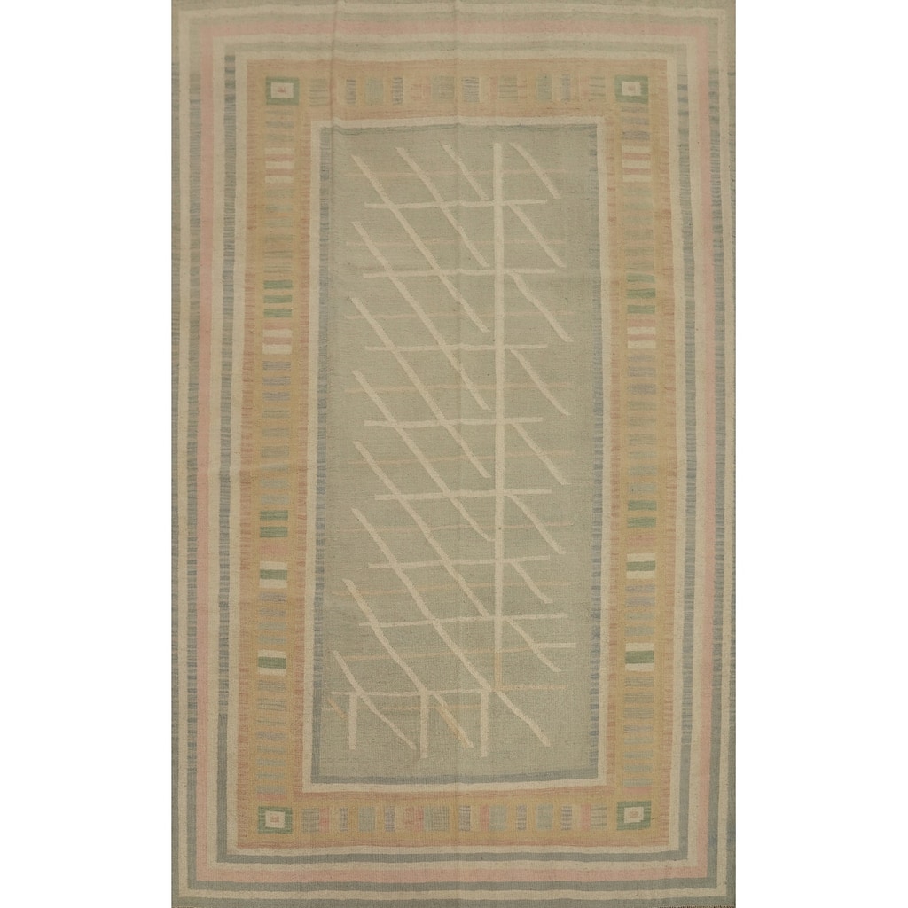 Hand Woven Southwestern Wool Grey Geometric Area Rug - 9' 9'' X 7' 0''