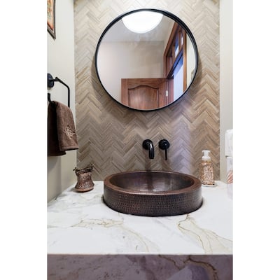 18-in Oval Skirted Vessel Hammered Copper Sink (VO18SKDB)