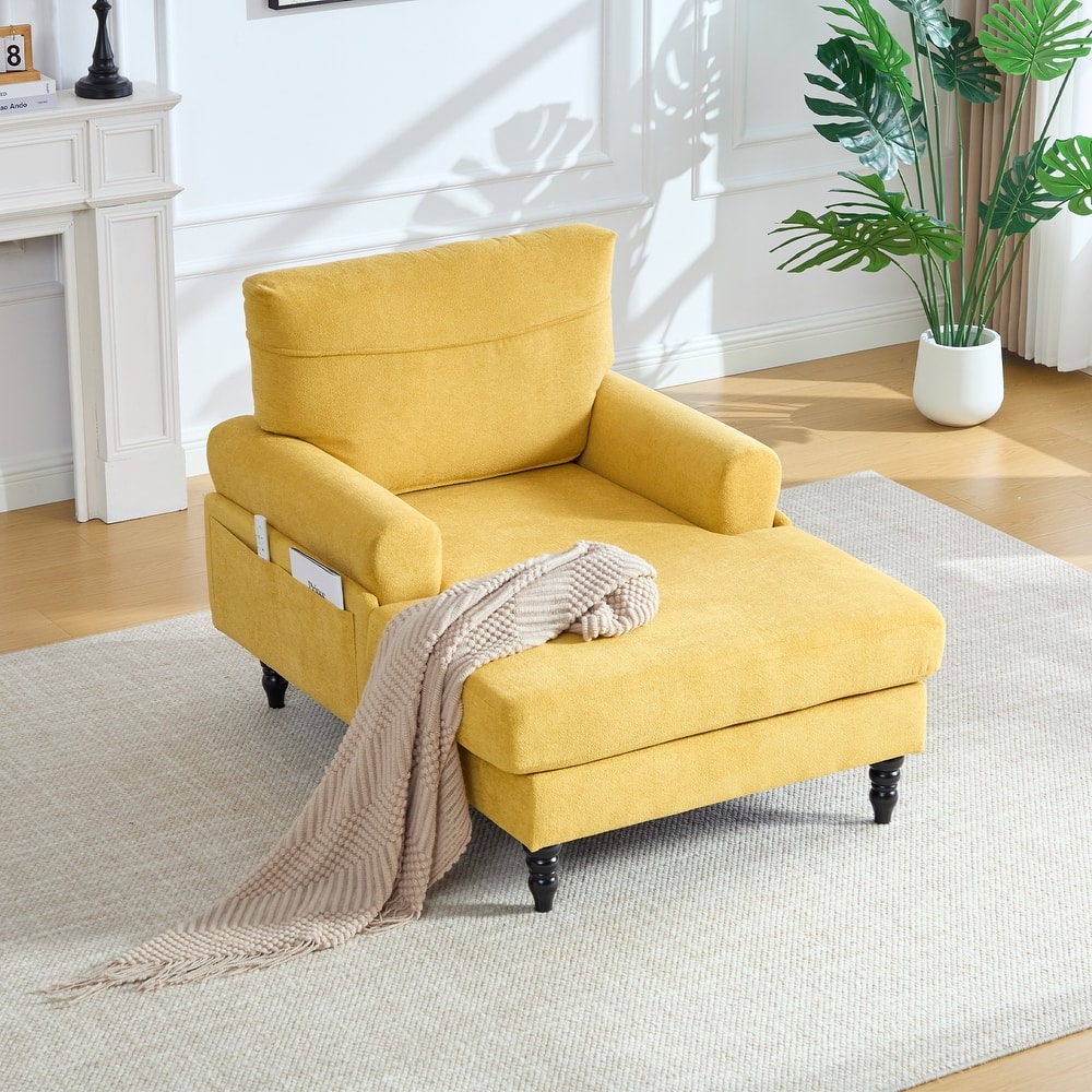 HOMEFUN Chenille Upholstered Wood Frame Recliner Single Sofa with Comfortable Armrests