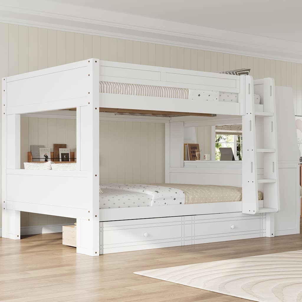 Modern Full-Size Bunk Bed with Built-In Ladder, Desk and Storage Space by Harper&Bright Designs