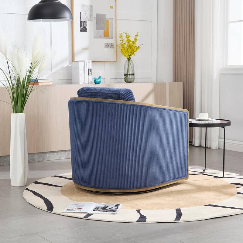 Roomfitters Modern Corduroy Swivel Barrel Chair, 360 Lounge Club Chair with Deep Seat for Living Room or Office