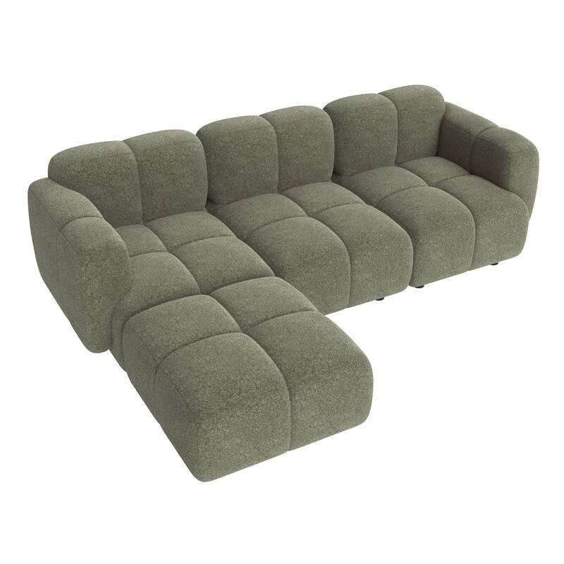 Christopher Knight Home - 3-Seater 90.94" L-Shaped Upholstered Sectional Sofa with Ottoman