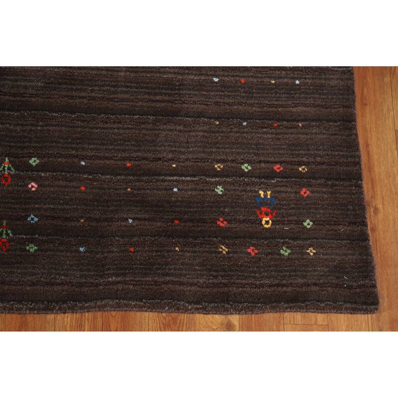 Hand Knotted Oriental 100% Wool Carpet Tribal Tribal Brown Gabbeh Area Rug - 8' 3'' X 5' 3''