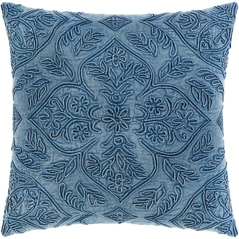 Wade Hand Embroidered Floral Throw Pillow