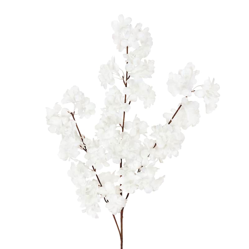 Set of 4 Cream White Artificial Double Bloom Cherry Blossom Flower Stem Spray 39in - 39" L x 10" W x 5" DP