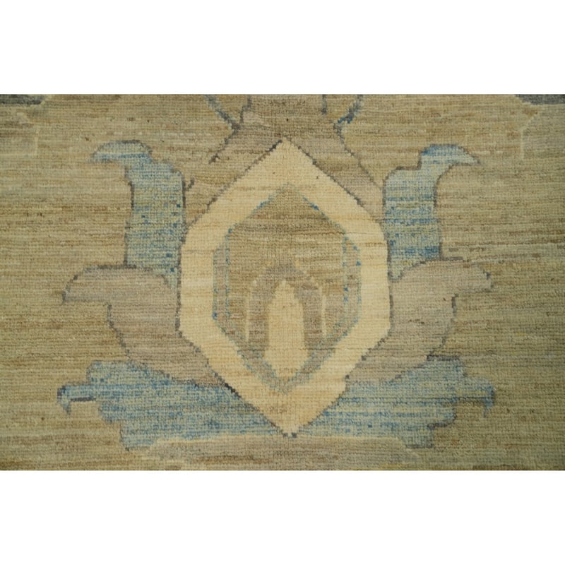 Vegetable Dye Wool Oushak Turkish Large Rug, Floral Geometric Carpet - 14' 10'' X 11' 9''