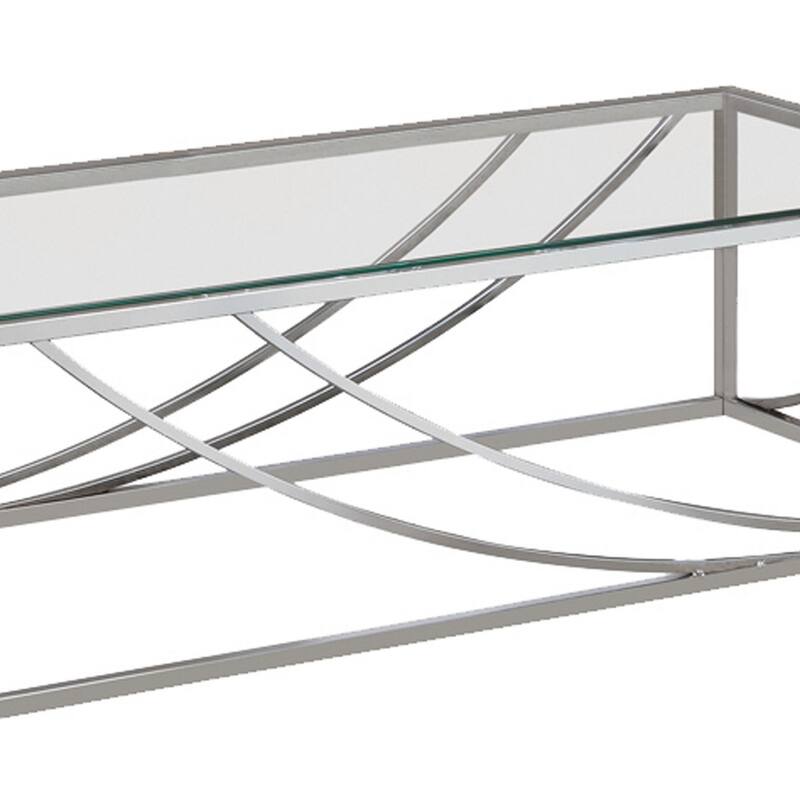 Tempered Glass Top Coffee Table with Metal Tubular Legs, Chrome and Clear