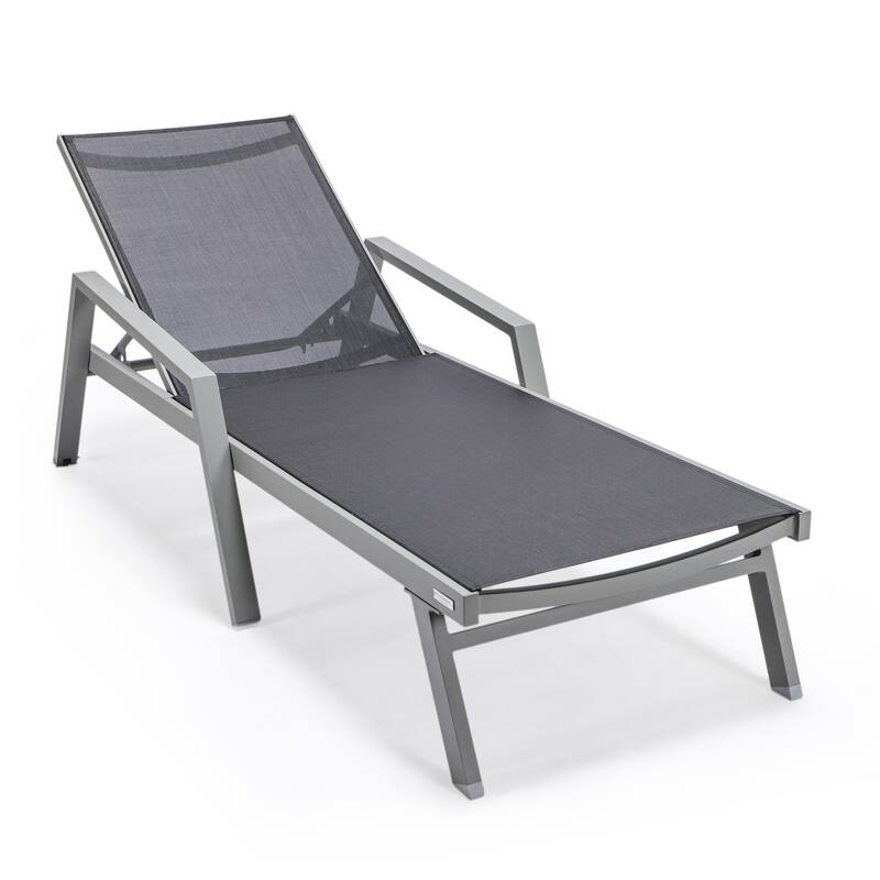 Marlin Aluminum Outdoor Chaise Lounge with Rust-Resistant, 4-Position Adjustable Recliner and Breathable Mesh Sling - Black