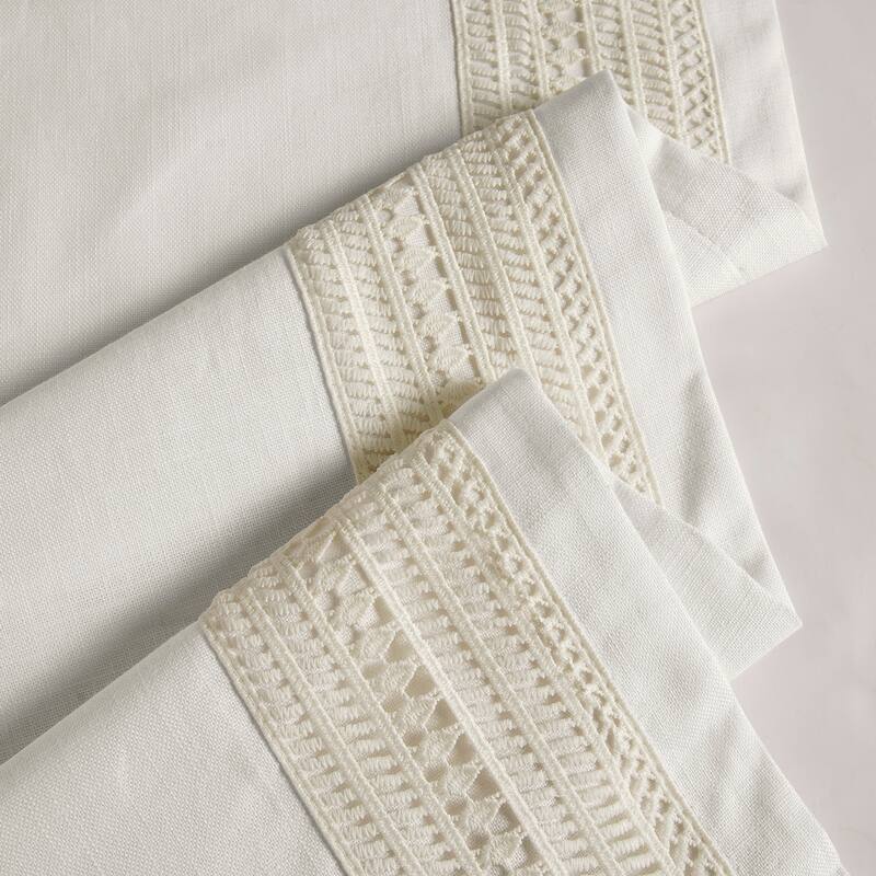 Exclusive Fabrics Bordered Textured Cotton Curtains For Bedroom & Living Room Curtains - Single Panel Drapes
