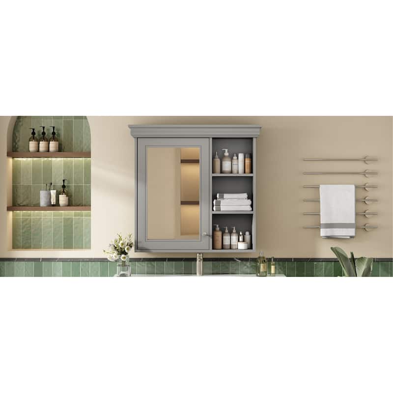 GDFStudio - Penley Modern Wall-Mounted Bathroom Medicine Cabinet with Mirror, Soft-Close Hinges and Adjustable Shelves