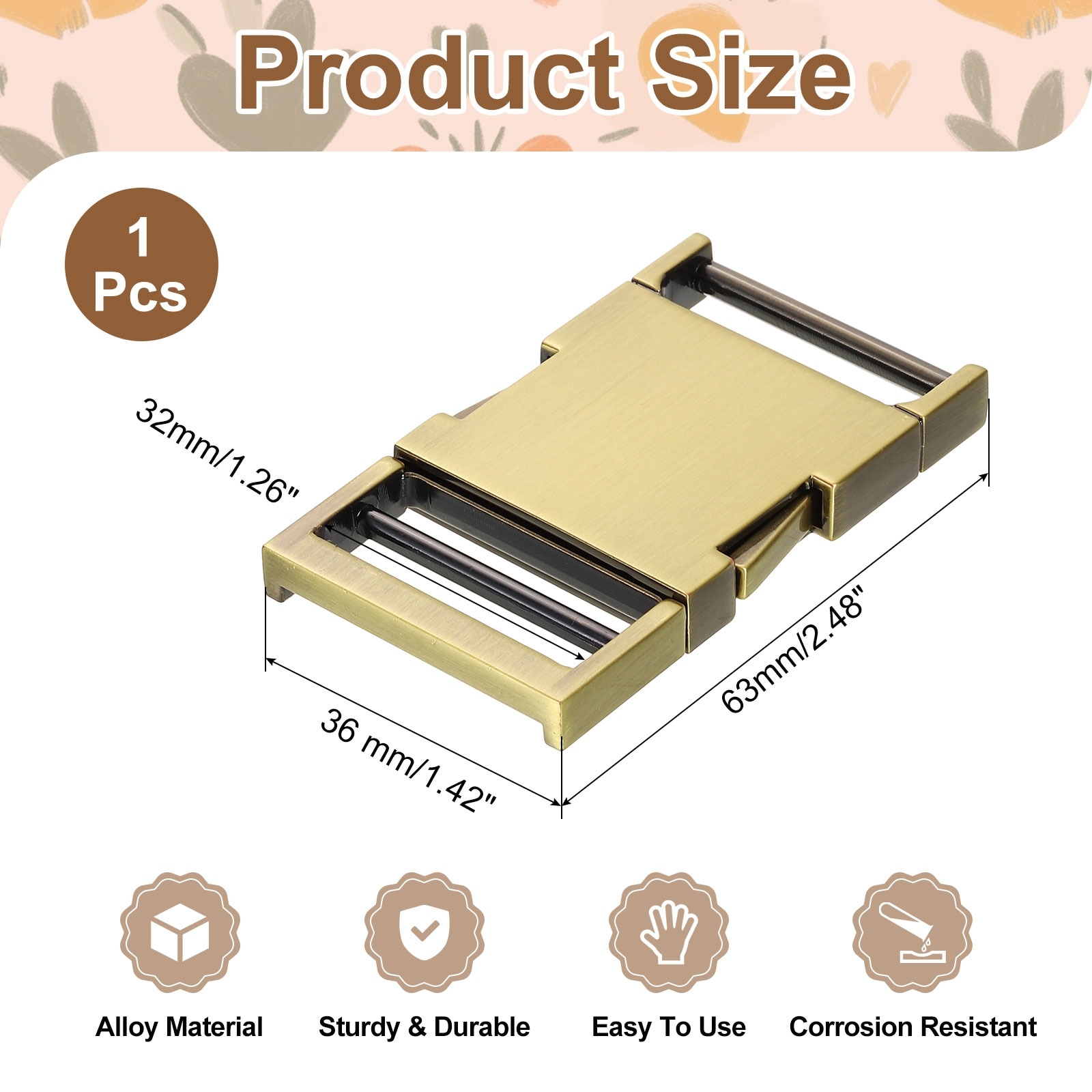 Metal Quick Side Release Buckle, Collar Buckles Clip Flat Webbing Backpack Buckle for Leather Strap