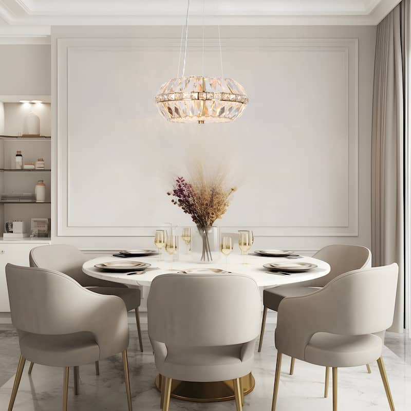Modern Crystal 3-Light Mini Drum Chandelier Bedroom Breakfast Nook Pendant Lights - Gold
