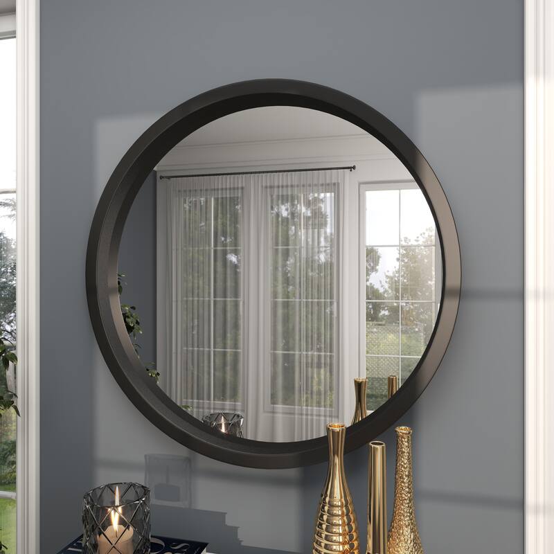 Black Wooden Room Wall Mirror