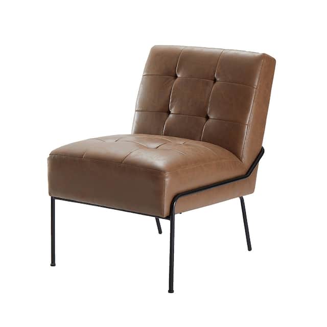 Carbon Loft Hofstetler Armless Accent Chair - Walnut Faux Leather Pintuck