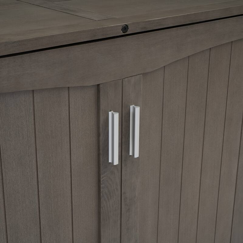 Grey Queen Murphy Bed in Antique with Charging Station and Storage Drawer - Pine and MDF