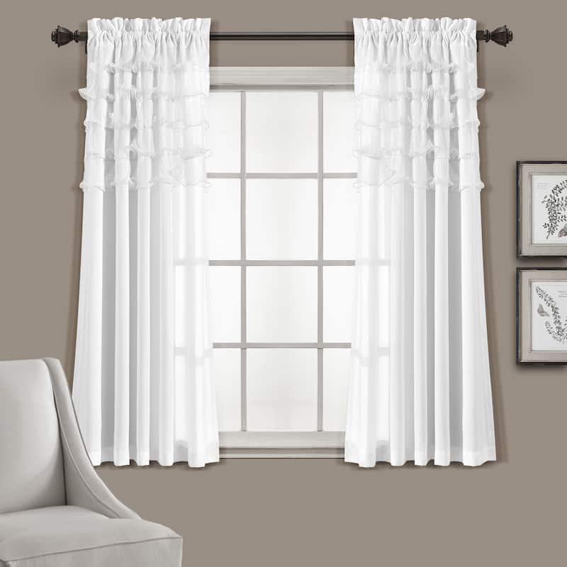 Lush Decor Avery Curtain Panel Pair - 63" x 54" - White