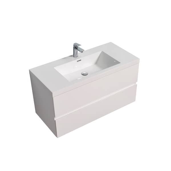 Angela 42 inch wall mounted vanity with A intergrated White sink - On ...