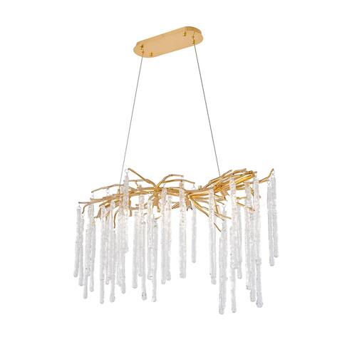 36" Gold Aluminum Chandelier With Clear Glass