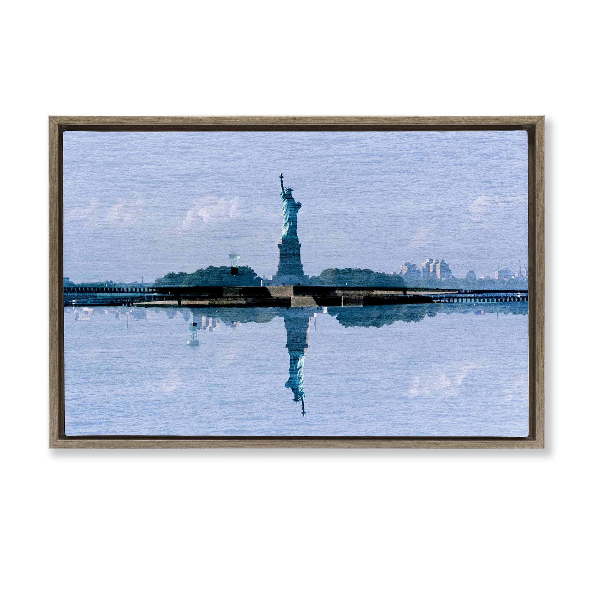 Stupell Symmetrical Liberty Reflection Framed Floater Canvas Wall Art Design By Robin Vandenabeele