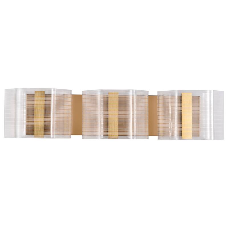 Kenzo LED 3 Light Vanity Vintage Brass Finish Light Guide Panel - Polished Anodized Bronze