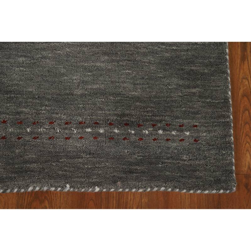 Hand Knotted Oriental 100% Wool Carpet Tribal Tribal Greys & Charcoal Gabbeh Area Rug - 4' 11'' X 3' 0''