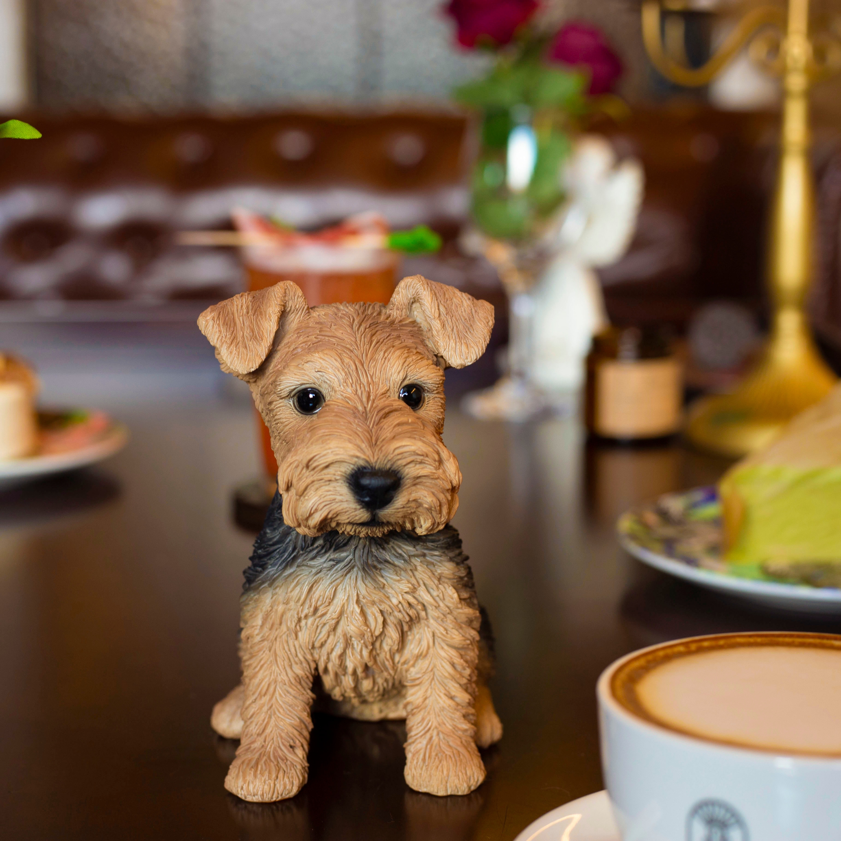 SoReal Brown Welsh terrier Decorative Puppy Figurine for Home & Garden Décor, Handpainted Polyresin Dog Statue