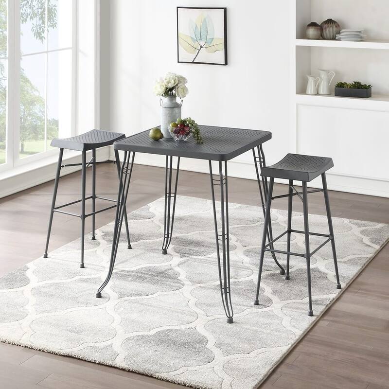 Boraam Gilbert Square Grey Metal Pub Table