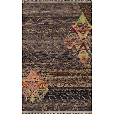 Plush Moroccan Oriental Area Rug Handmade Tribal Wool Carpet - 5'10" x 9'9"