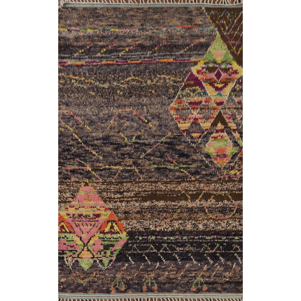 Plush Moroccan Oriental Area Rug Handmade Tribal Wool Carpet - 5'10" x 9'9"