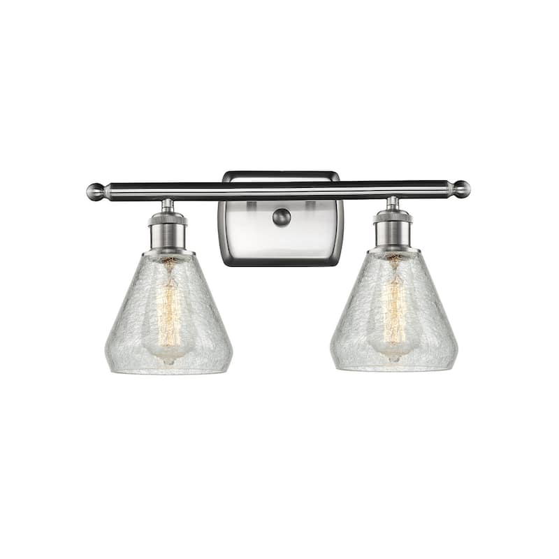 Innovations Lighting Conesus 2 Light 16" Wide Bathroom Vanity Light - Brushed Satin Nickel / Clear Crackle