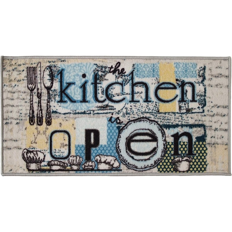 Kashi Home Kitchen Rug, Printed Durable Non Slip Floor Mat, Pretty Farmhouse Design - 20x40 Rectangle - Open Kitchen