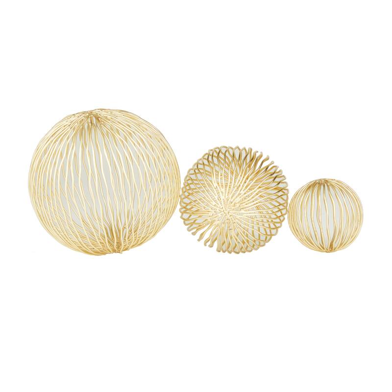 CosmoLiving by Cosmopolitan Modern Metal Geometric Sculpture (Set of 3) - Gold or Gray